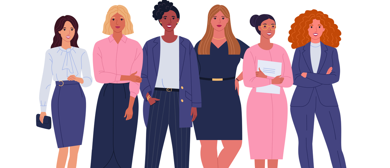 desenho de diversas mulheres representa equidade de gênero